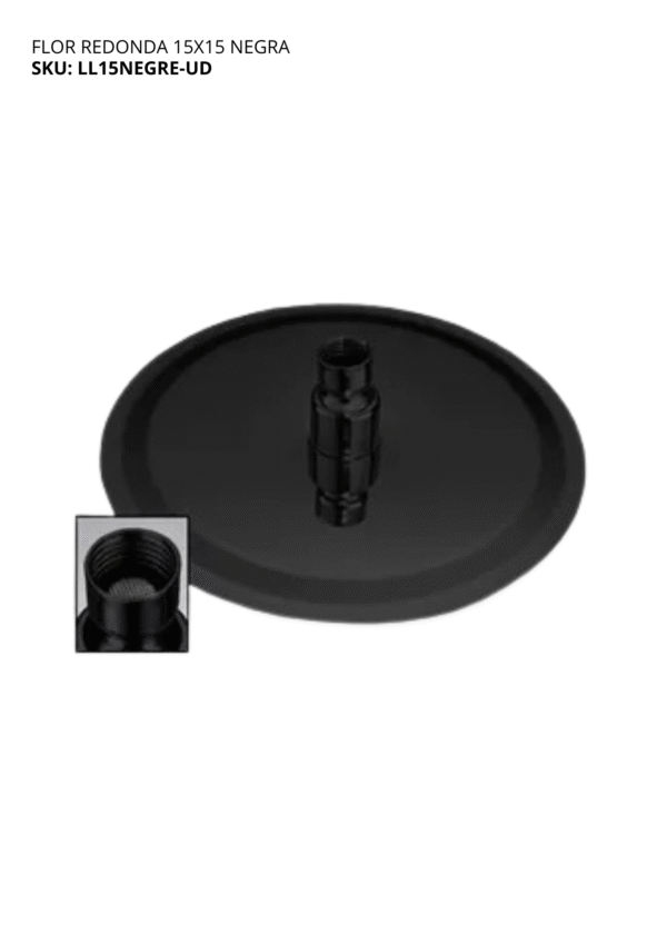 FLOR DUCHA 15 CM REDONDA NEGRA UDG