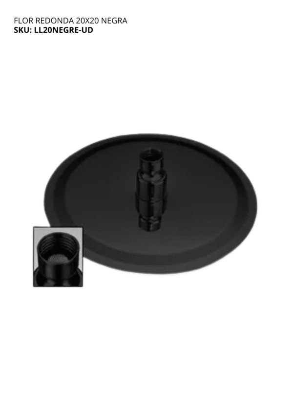FLOR DUCHA 20 CM REDONDA NEGRA UDG
